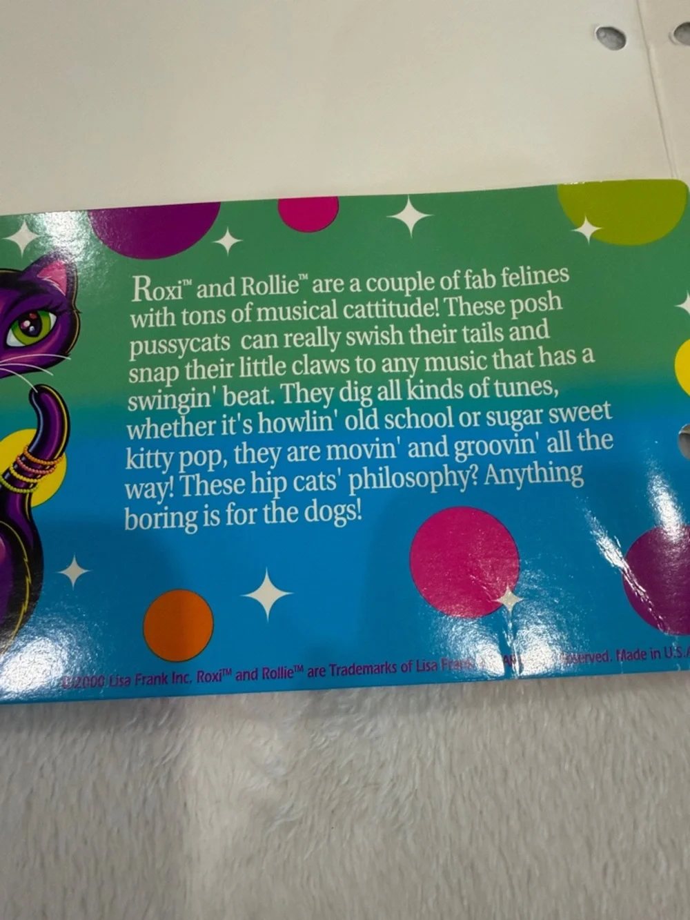 Vintage Lisa Frank Roxie and Rollie Siamese cats 2 pocket folder